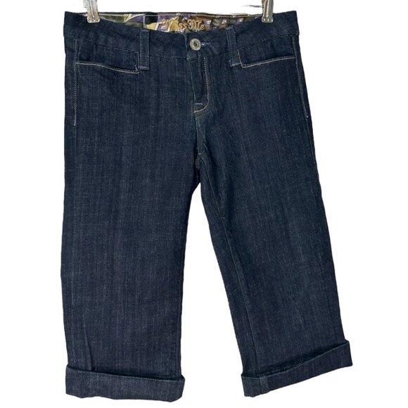 NWOT Miss Me Dark Wash Denim Bermuda Cuffed Jean‎ Shorts - Size 27 - Picture 1 of 7